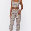 Abstract Crop Top & Pants Set