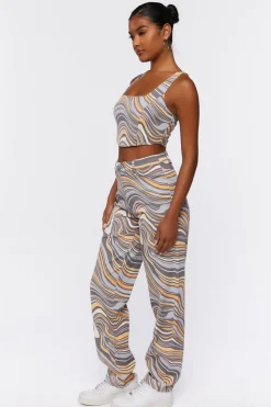 Abstract Crop Top & Pants Set