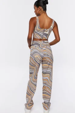 Abstract Crop Top & Pants Set