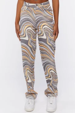 Abstract Crop Top & Pants Set