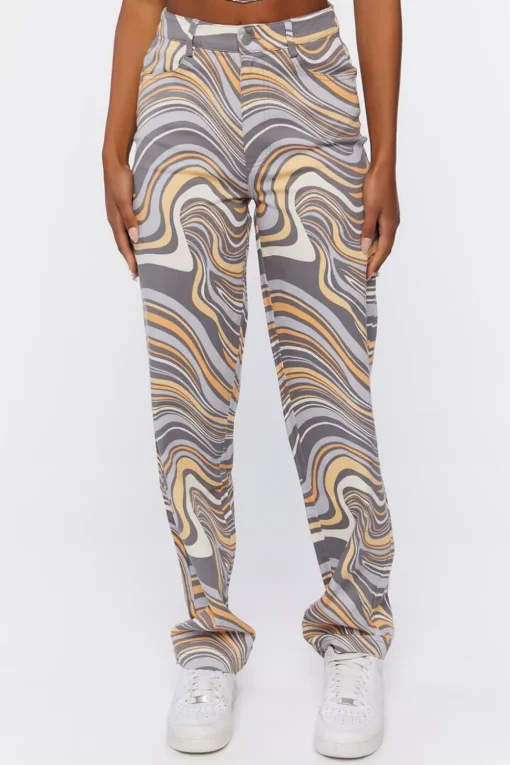 Abstract Crop Top & Pants Set