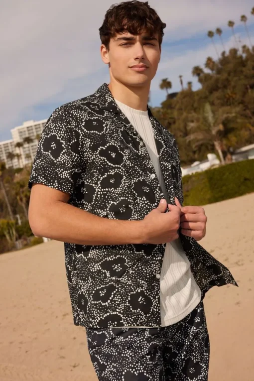 Abstract Floral Print Shirt