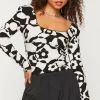 Abstract Floral Print Top