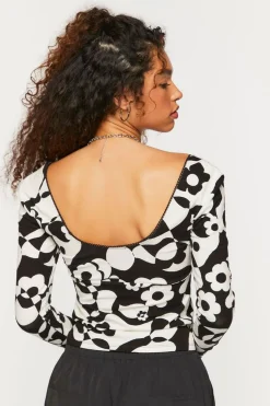 Abstract Floral Print Top