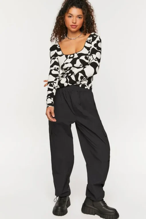 Abstract Floral Print Top