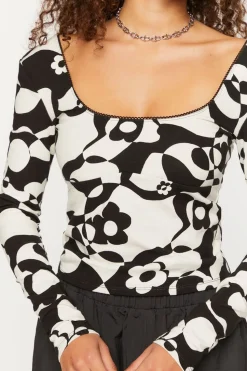 Abstract Floral Print Top