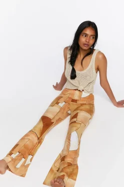Abstract Geo Print Flare Pants