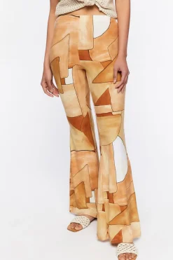Abstract Geo Print Flare Pants