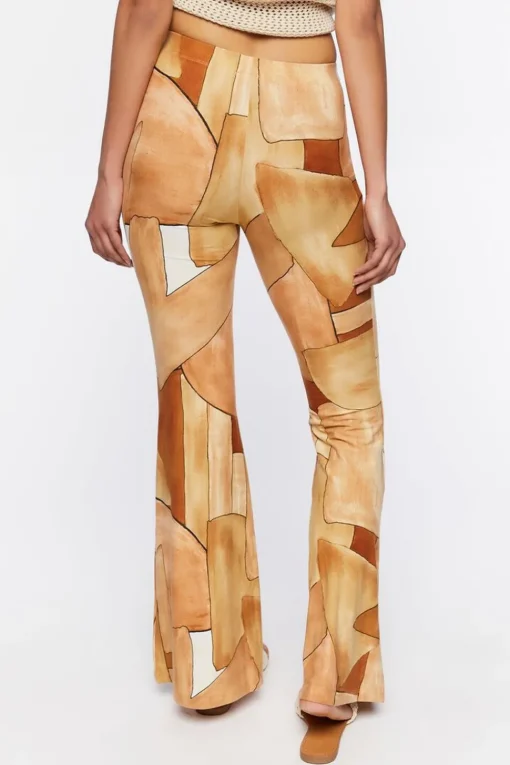 Abstract Geo Print Flare Pants