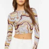 Abstract Marble Print Crop Top
