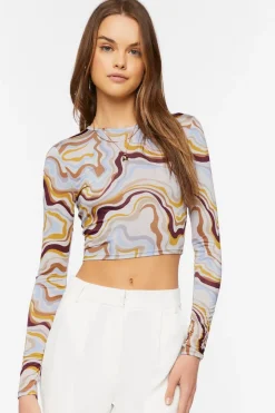 Abstract Marble Print Crop Top