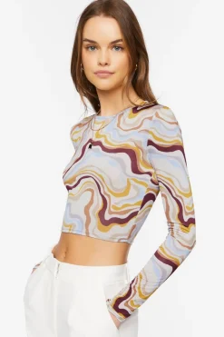 Abstract Marble Print Crop Top