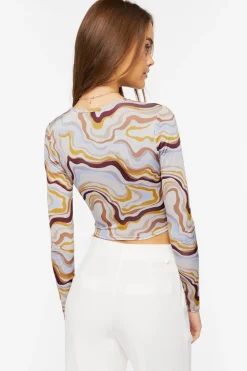 Abstract Marble Print Crop Top