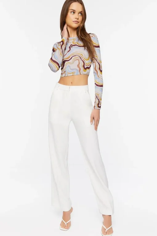 Abstract Marble Print Crop Top