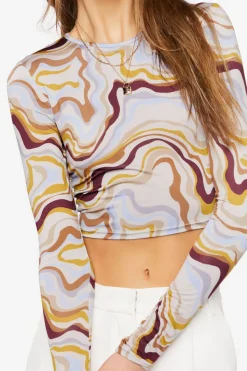 Abstract Marble Print Crop Top
