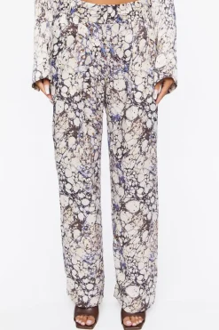 Abstract Marble Print Trouser Pants