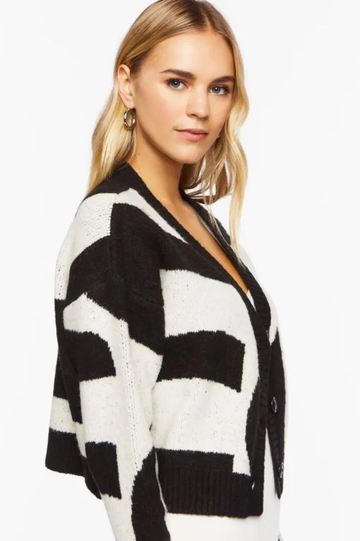 Abstract Marled Cardigan Sweater