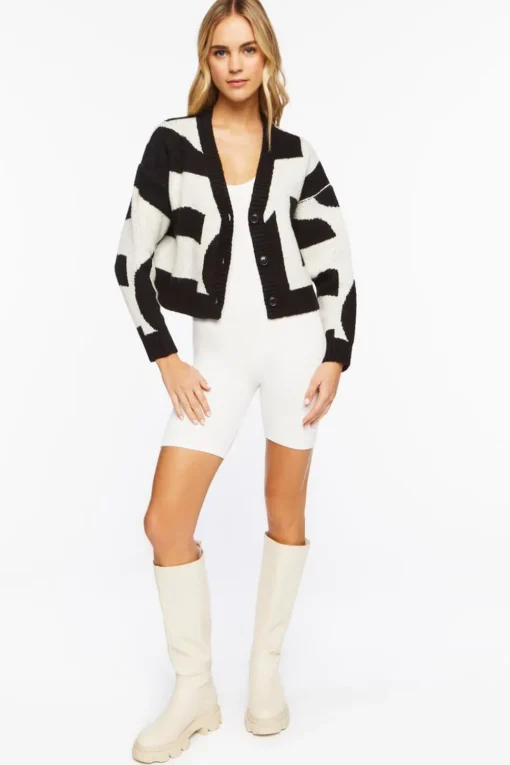 Abstract Marled Cardigan Sweater