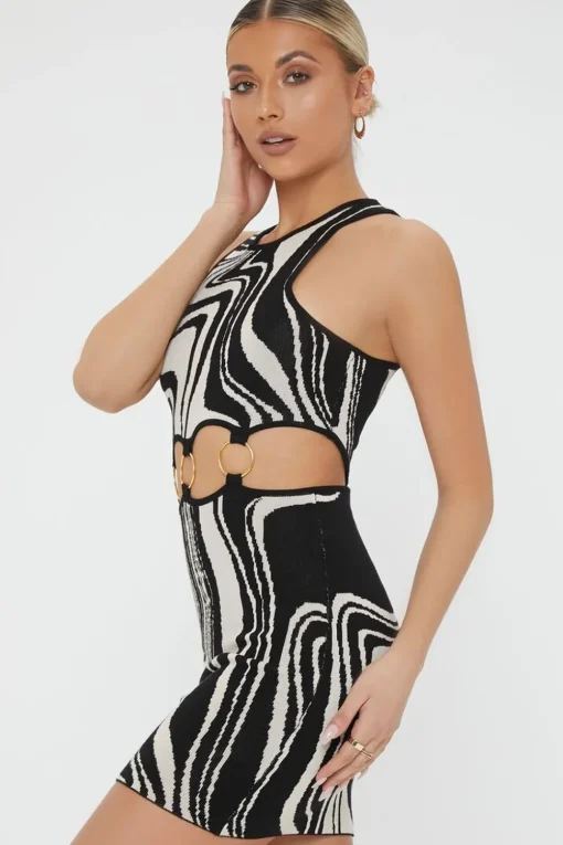 Abstract O-Ring Sweater Dress