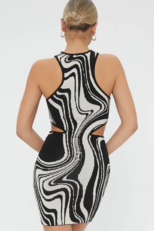 Abstract O-Ring Sweater Dress