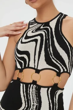 Abstract O-Ring Sweater Dress