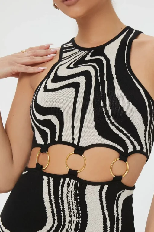 Abstract O-Ring Sweater Dress