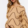 Abstract Print Bell-Sleeve Sweater