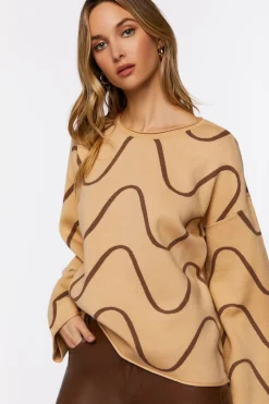 Abstract Print Bell-Sleeve Sweater