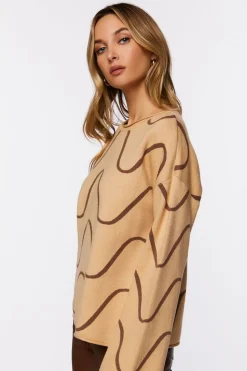 Abstract Print Bell-Sleeve Sweater