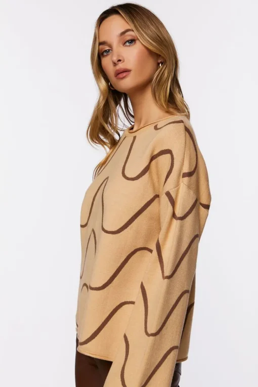 Abstract Print Bell-Sleeve Sweater