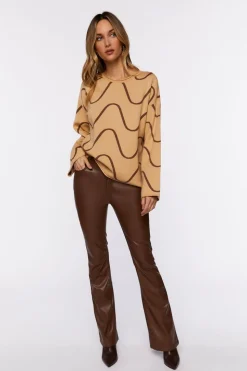 Abstract Print Bell-Sleeve Sweater