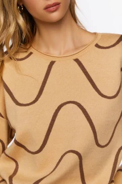 Abstract Print Bell-Sleeve Sweater