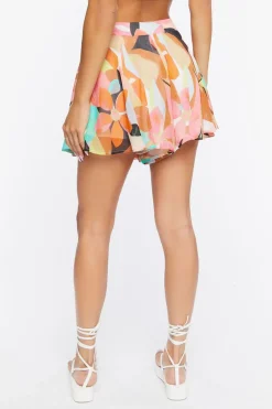 Abstract Print Chiffon Shorts