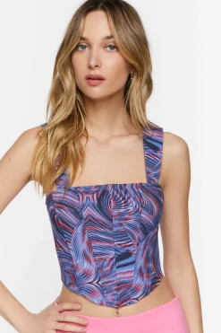 Abstract Print Corset Crop Top