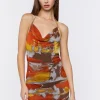 Abstract Print Cowl Neck Halter Dress