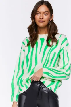 Abstract Print Crew Neck Sweater