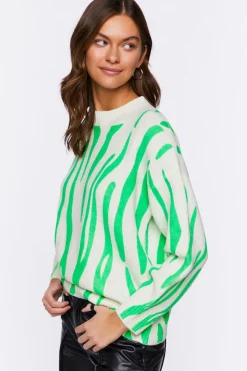 Abstract Print Crew Neck Sweater