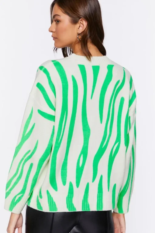 Abstract Print Crew Neck Sweater