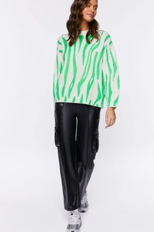 Abstract Print Crew Neck Sweater