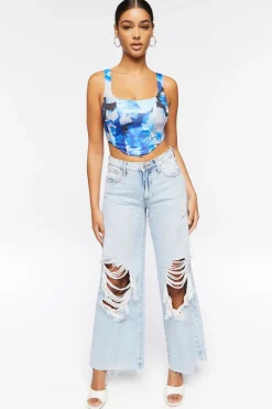 Abstract Print Crop Top