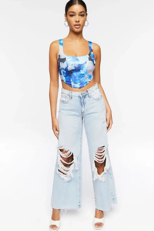 Abstract Print Crop Top