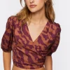 Abstract Print Cutout Crop Top