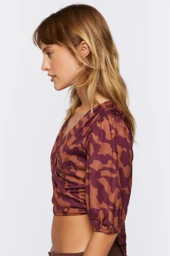 Abstract Print Cutout Crop Top