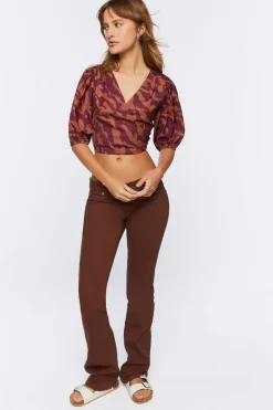 Abstract Print Cutout Crop Top
