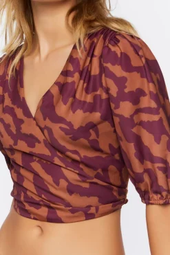 Abstract Print Cutout Crop Top