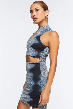 Abstract Print Cutout Dress