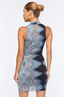 Abstract Print Cutout Dress