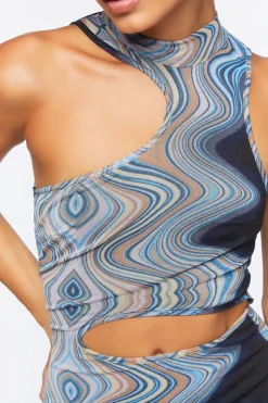 Abstract Print Cutout Dress