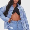 Abstract Print Denim Jacket