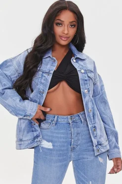 Abstract Print Denim Jacket